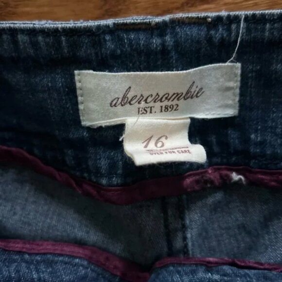 abercrombie kids Jean Shorts Denim Low Rise Stretch Blue Cut Off 16 girls pocket - Picture 3 of 4
